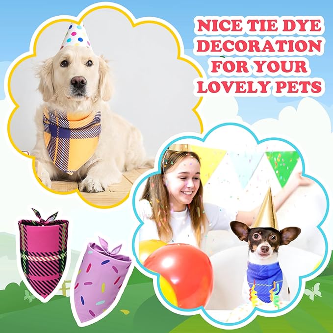100 Pcs Dog Bandanas Bulk Pet Bibs Colorful Triangle Scarf Pet Bandanas for Medium Large Dogs Spring Summer Birthday Costume Decoration (Plaid)