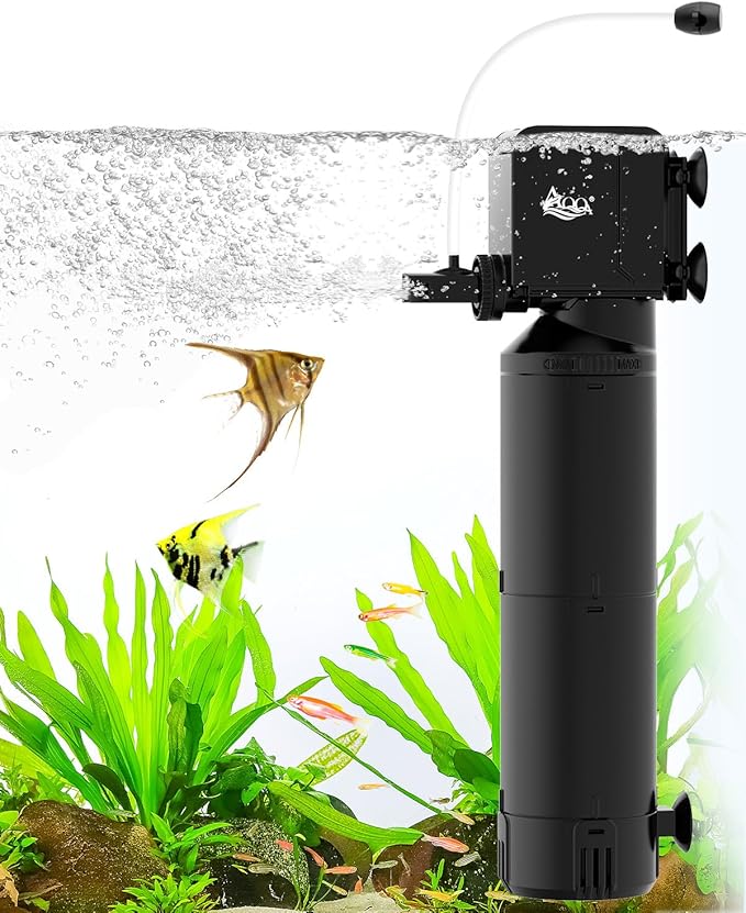 AQQA Dual-Use Aquarium Filter,Fish Tank Filter + Small Water Pump,Filtration,Wave-Making,Dissolved Oxygen,Water Circulation,Water Changes,Fountains Multifunctional Pump,Saltwater Freshwater (25W)