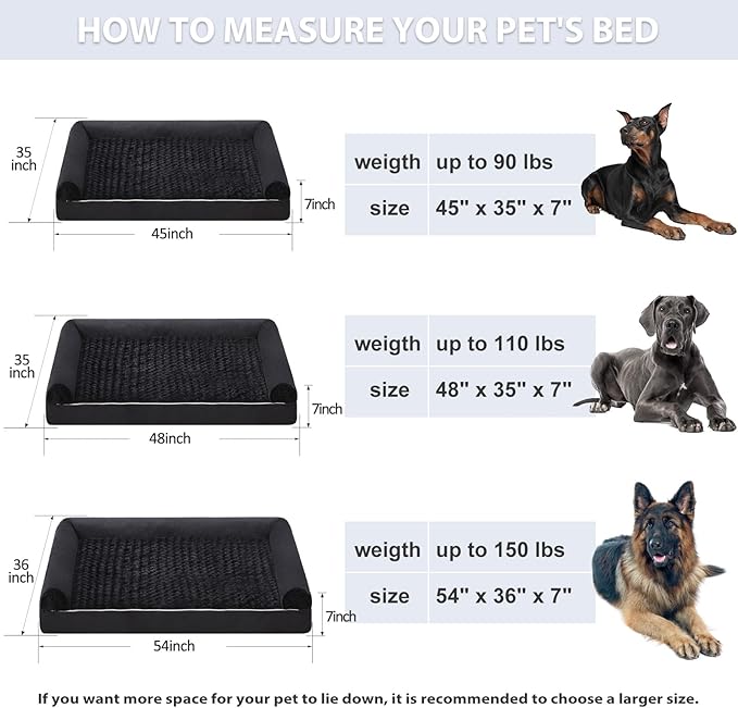 BFPETHOME Dog Beds for Large Dogs, Orthopedic Dog Bed for Medium Large Dogs,Big Waterproof Couch Pet Bed with Removable Washable Cover