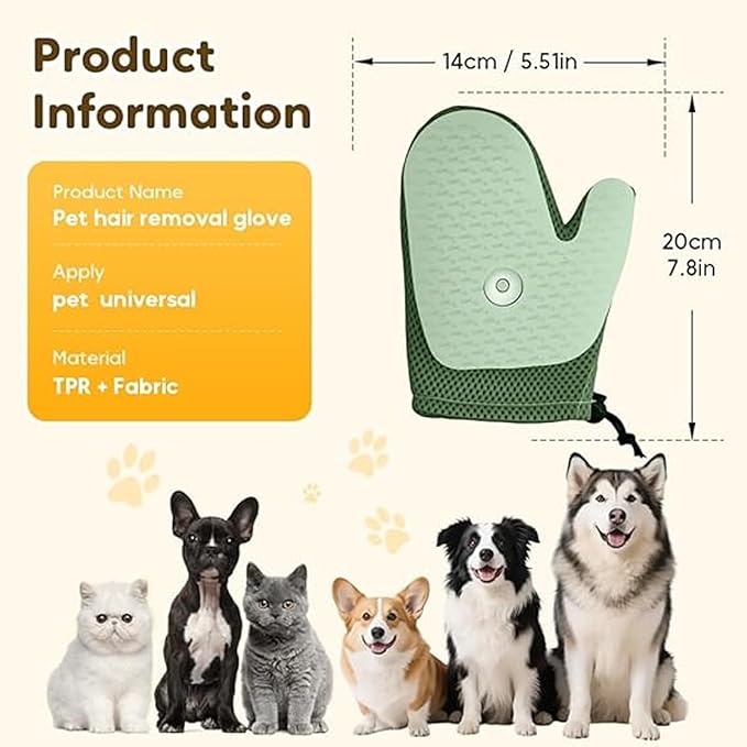 All-in-One Grooming Mist Glove for Pets with Spray - Upgrade Efficient Pet Hair Remover Gloves Grooming Spray Comb, Gentle Fast Deshedding & Massage for Dogs Cats (Green)