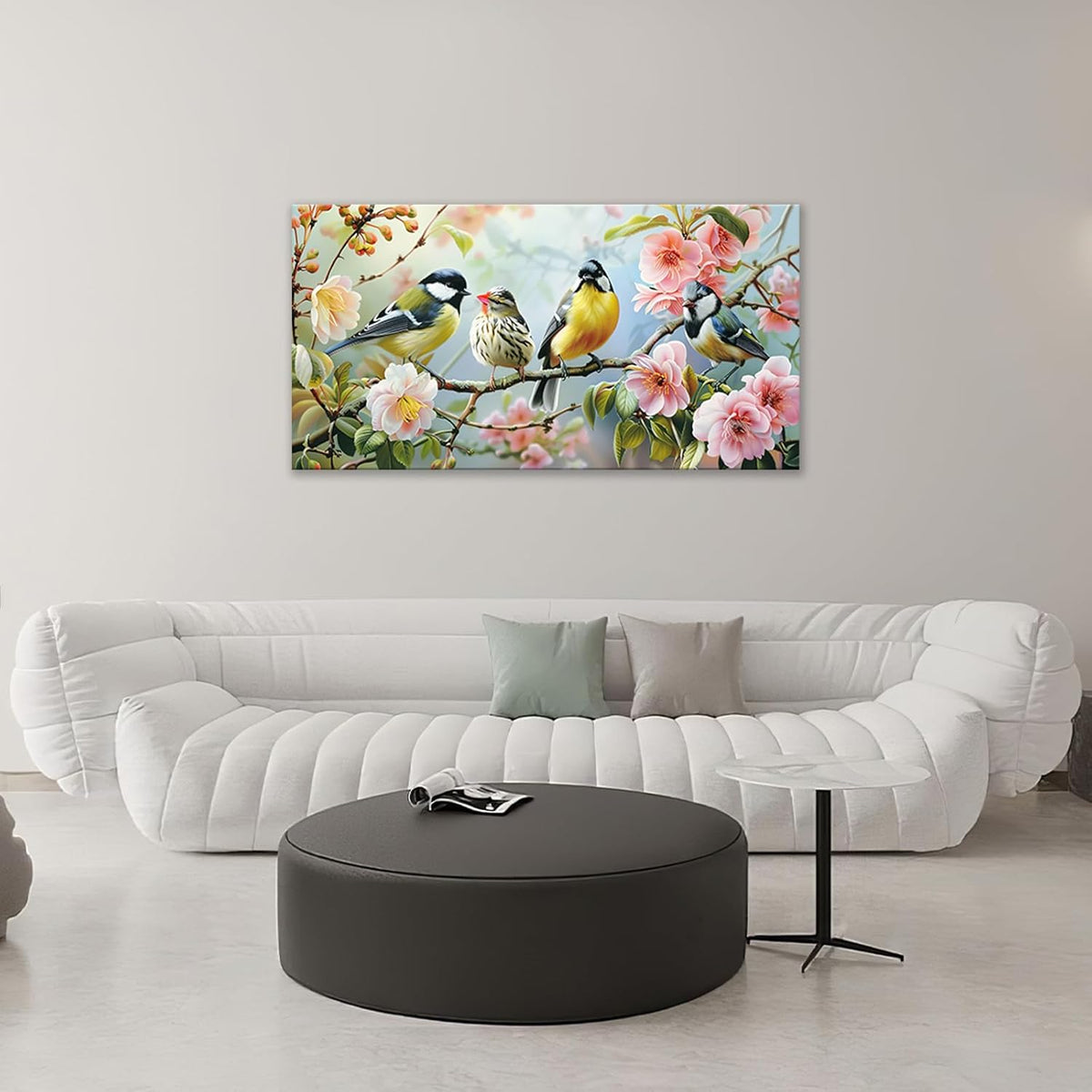Large Birds Wall Art for Living Room Spring Flower Nature Art Big Space Size Framed Bedroom Office Canvas Prints Pictures Painting Artwork Office Bedroom Home Decor 60"x30"
