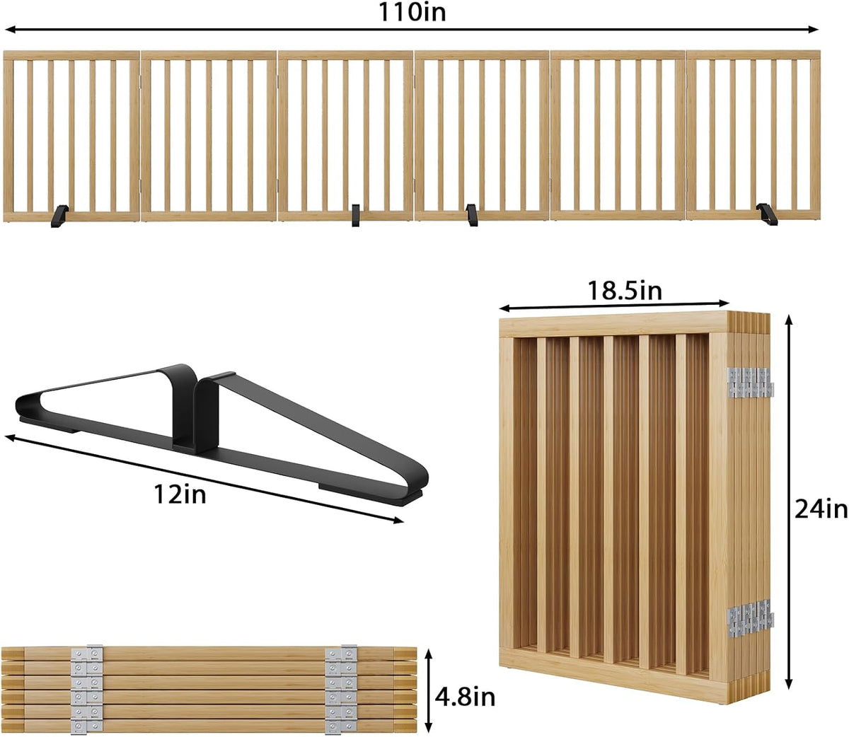 Extra Wide Dog Gates for Doorways, Bamboo Dog Gates for The House Stairs, Freestanding Pet Gates for Dogs, Doogie Puppy Fence Gate