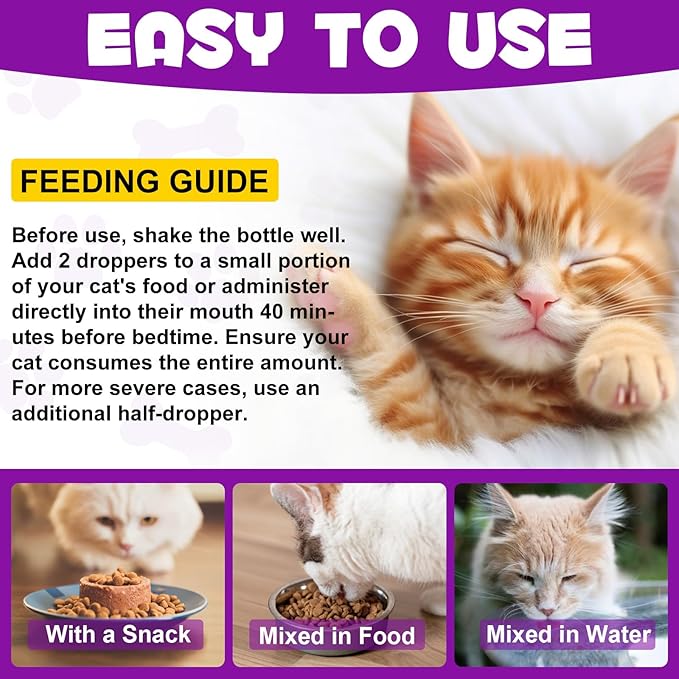 Melatonin for Cats - Cat Calming Treats- Cat Sedative for Grooming - Helps to Support Restful Sleep for Your Cat - Cat Sleep Aid - Anxiety Relief for Cats