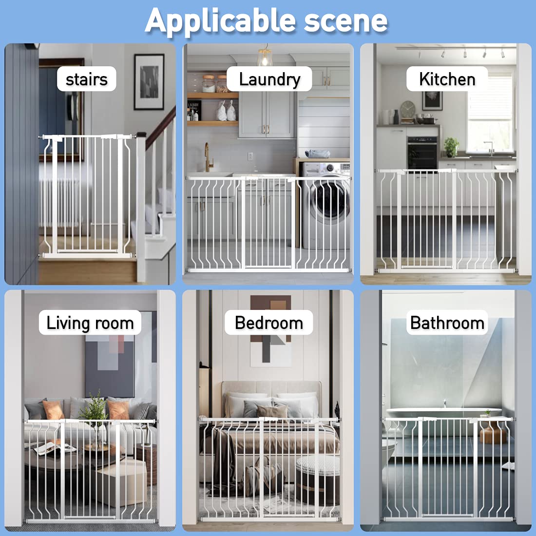 WAOWAO Extra Tall 40.55" Baby Gate 29.53"-32.68" Wide Pressure Mounted Walk Through Swing Auto Close Safety White Metal Toddler Child Dog Pet for Indoor Stairs,Doorways,Kitchen
