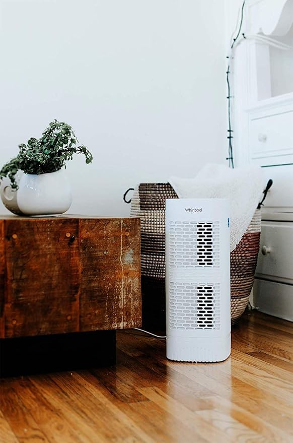 Whirlpool, WPT60P Whispure True Hepa Air Purifier, Activated Carbon Advanced Anti-Bacteria, Ideal for Allergies, Odors, Pet Dander, Mold, Smoke, Wildfire, and Germs, Medium, White