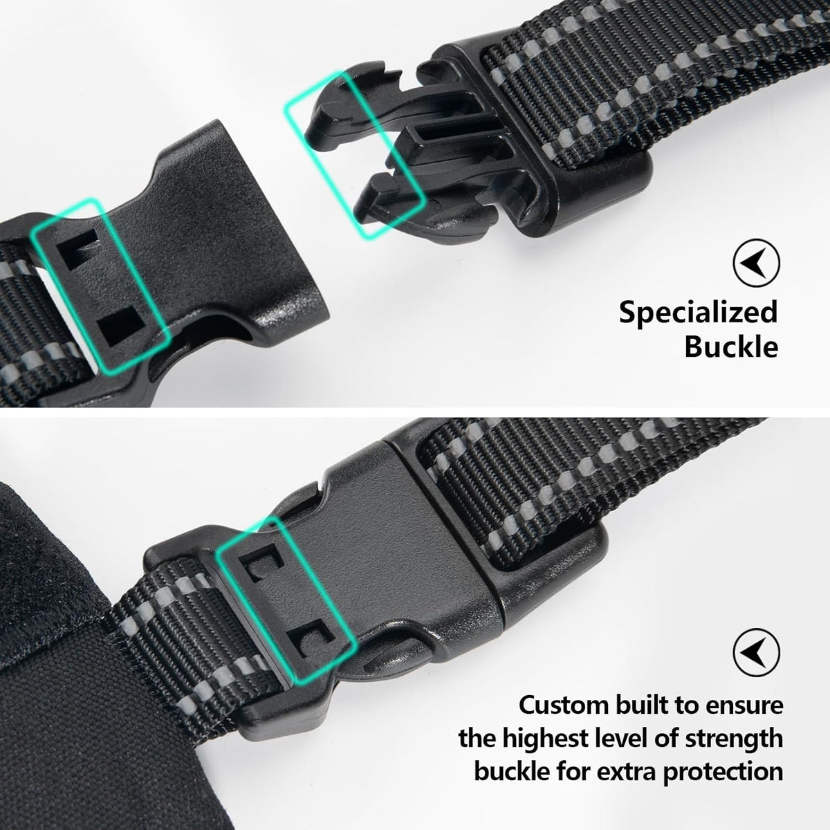 PHOEPET 2019 Upgraded No Pull Dog Harness, Reflective Adjustable Vest, with a Training Handle + 2 Metal Leash Hooks+ 3 Snap Buckles +4 Slide Buckles(L, Black)