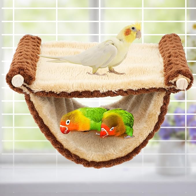 BWOGUE Winter Warm Bird Nest Bed Hanging Hammock Snuggle Hut Parrot House Tent Toy Bird Cage Perch for Parakeet Budgies Cockatiels Lovebird Cockatoo Finch Hamster Chinchilla Guinea Pig