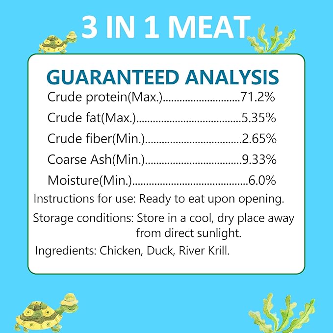 Turtle Food - 5.7 OZ Natural Freeze-Dried Meat - Chicken, Duck, and Shrimp - Healthy Treats for Turtles, Aquatic Turtle, Baby Turtles