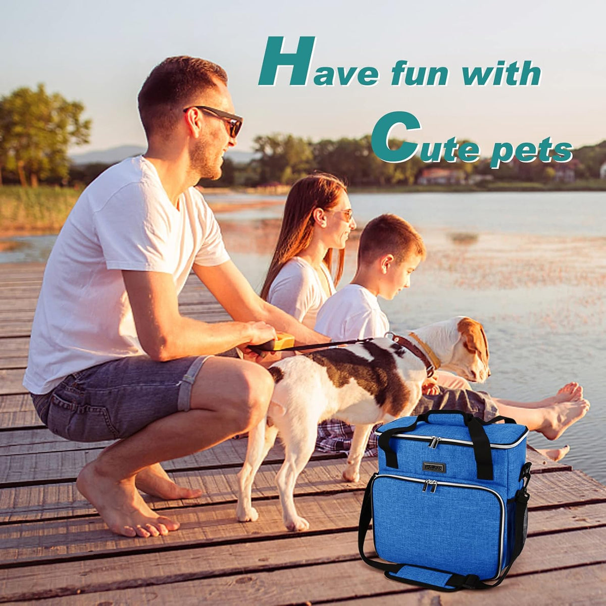 BAGLHER Dog Travel Bag, Pet Travel Bag (ALL Pet Travel Supplies), With 2 Pet Food Containers and 2 Collapsible Silicone Bowls; Essential Kits for Pet Travel Blue