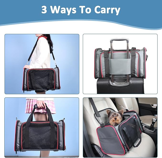 Soft-Sided Kennel Pet Carrier for Small Dogs, Cats, Puppy, Airline Approved Cat Carriers Dog Carrier Collapsible, Travel Handbag & Car Seat
