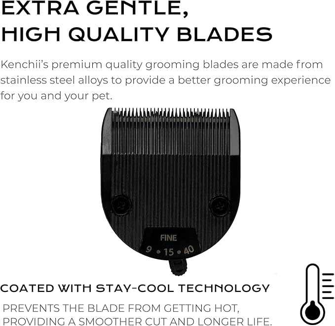 Kenchii Professional Dog Clipper Blade Flash 5 Pet Hair Clipper - Detachable Stainless Steel Blades for Dog Grooming - Hair Clippers & Accessories Pet Shaving Blades. (KEFB5-SLD)