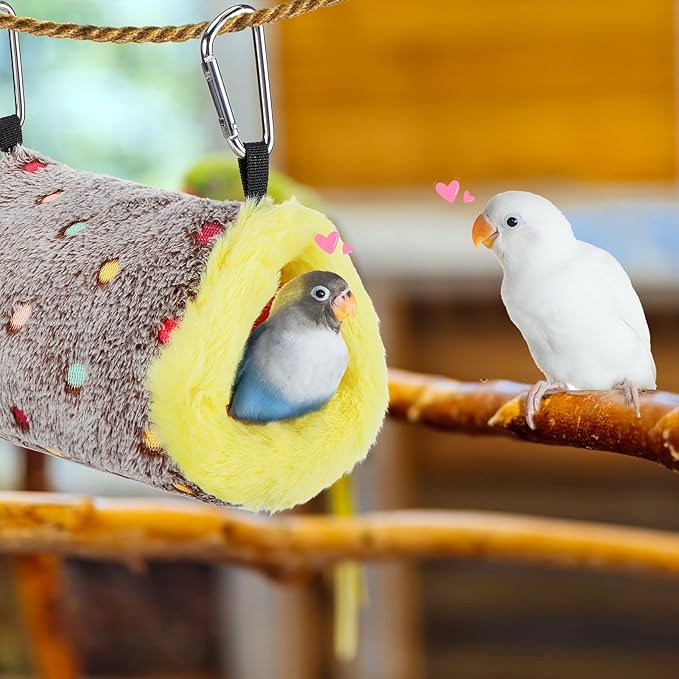 MEWTOGO Small Winter Warm Bird Nest for Cage - Comfortable Birds Bed with Support Plate, Hanging Shed Hideaway Hammock Hut Gift for Macaws African Grey Amazon Parrots