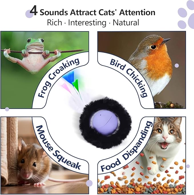 ORSDA Cat Toys, Interactive Activated Moving Ball in 7 Holes Mat, Automatic Fast Rolling Ball, Hide and Seek Toys for Indoor Cats, Exercise Kicker Mouse Catching Game
