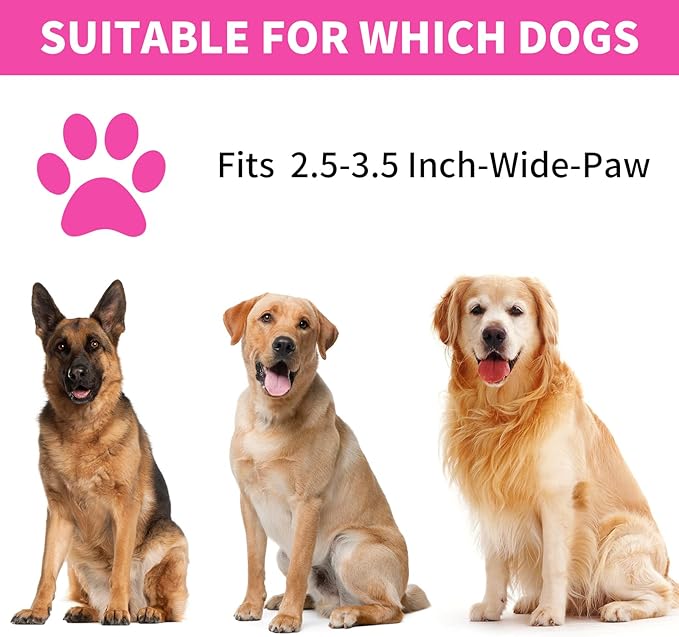 Professional 7 in 1 Dog Paw Cleaner for Dogs & Cats - Includes 1 Portable Paw Washer, 1 Bath Brush, 2 Dog Toothbrushes and 3 Absorbent Towels Note: Fits Paws 2.5 to 3.5 Inches Wide (Large, Pink)