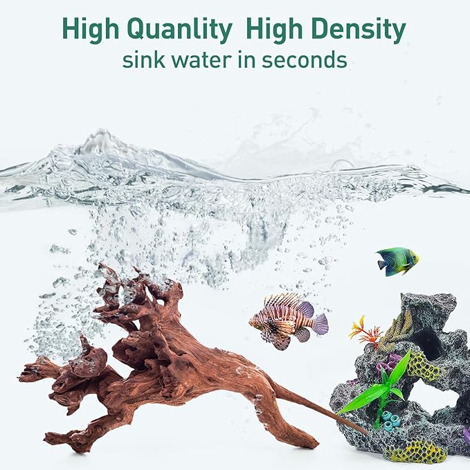 WDEFUN Natural Driftwood for Aquarium Decor, 2-Piece 10''-14'' Large Driftwood for Decorations on Fish Tank, Reptiles Bearded Dragon Accessories or Air Plants