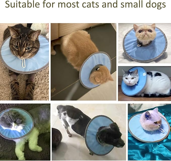 Waterproof Cat Recovery Collar, Adjustable Pet Cone Collar, Protective Cat Neck Cones to Stop Licking Wounds, Lightweight Kitten Cones After Surgery, Elizabethan E Collar for Cats, Small Dog, Puppy