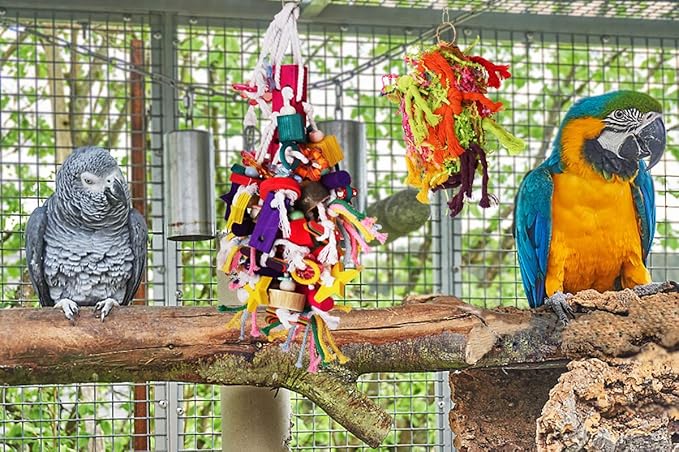 BWOGUE Large Parrot Chew Toy Bird Chewing Toy Multicolored Wooden Blocks Tearing Toys for African Grey Macaws Cockatoos Eclectus Amazon Parrot Birds
