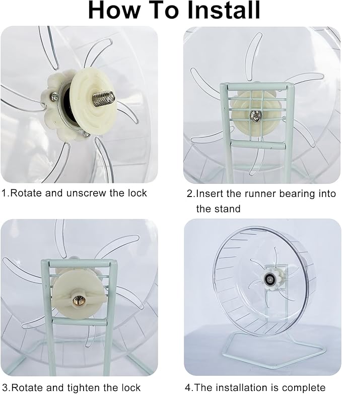 Silent Hamster Exercise Wheel - Hamster Toys Cages Accessories 9.45 Inch Running Spinner with Iron Stand Quite Runner for Small Animal Pet Gerbil Dwarf Syrian Hedgehog Rat Mouse Mice
