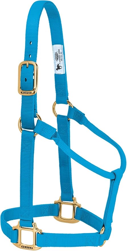 Weaver Equine Nylon Horse Halter, Triple-Ply Cheek Design, Original Non Adjustable Halters for Horses, Equine Tack,Average Size, Black