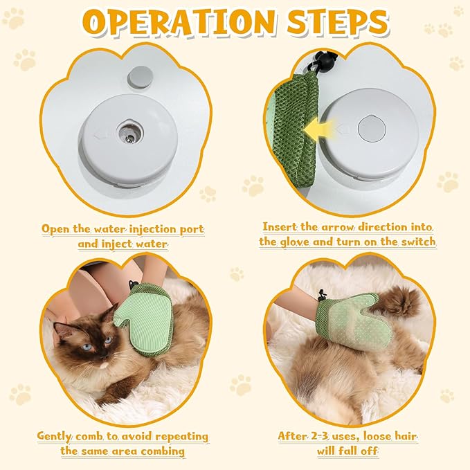 Pet Hair Removal Glove,2025 New All-in-One Grooming Mist Pet Hair Remover Gloves, Pet Hair Remover Glove for Cats & Dogs,Double-Sided Reusable Gloves for Couch, Clothing,Carpet (Green)