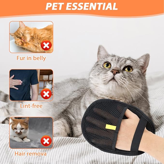 4 Pcs Pet Hair Remover Electrostatic Gloves, Upgrade Static Removal Gloves for Pet Hair, Reusable Multifunctional for Couch, Furniture, Carpet, Car Seat, Massage of Dogs and Cats