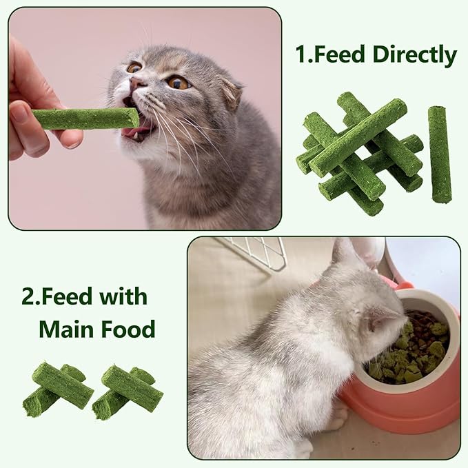 225g Cat Grass Teething Stick, Delicious Cat Treat Snack Edible Cat Chew Toy for Teeth Cleaning and Hairball Removal in Cats