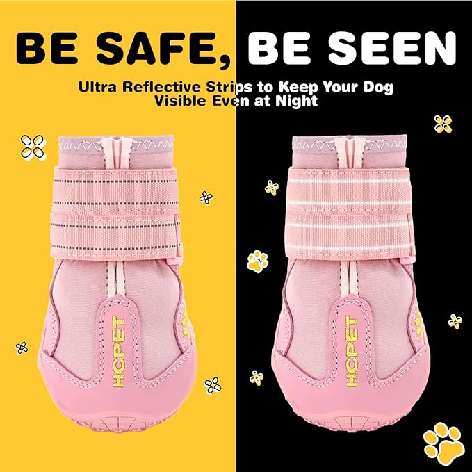 Hcpet Dog Shoes, Dog Boots for Small Dogs, Breathable Medium Dog Booties Paw Protector for Summer Hot Pavement, Winter Snowy Day, Outdoor Walking, Indoor Hardfloors Anti Slip Sole Pink Size 1