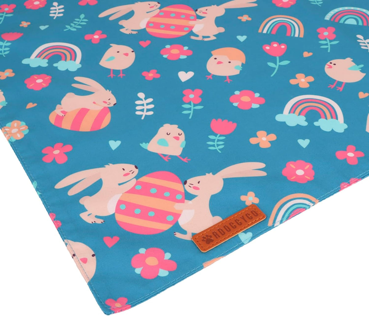 ADOGGYGO Easter Dog Bandanas, Rabbit Carrot Pet Scarf, Multi Size Offered, Orange Blue Easter Bandana for Medium Large Dogs Pets (Large)