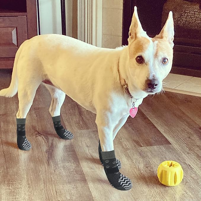 EXPAWLORER Anti Slip Dog Socks to Prevent Licking Paws, Dog Shoes for Hot Pavement, Dog Booties for Small Medium Large Senior Dogs, Traction Control Dog Boots & Paw Protectors for Hardwood Floors