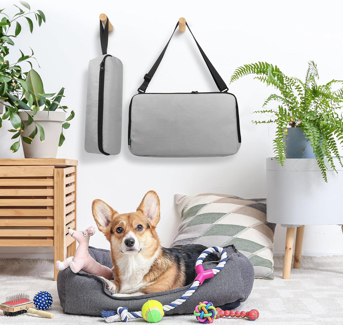 Beautyflier Pet Grooming Supplies Organizer, Protective Tote Bag Case for Pet Grooming Kit & Vacuum Suction Dogs Cats Hair, Travel Pouch Bag for Pet Dog Grooming Vacuum Kit, Bag Only (Gray)