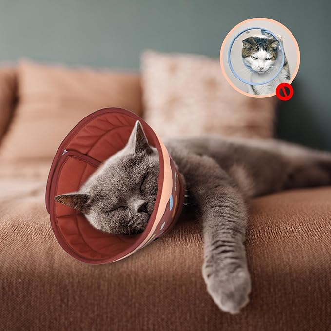 EXPAWLORER Cat Recovery Cone Collar- Soft Adjustable Pet Collar for After Surgery, Waterproof Elizabethan Protective Collar, Stop Licking Donut for Small Medium Kittens