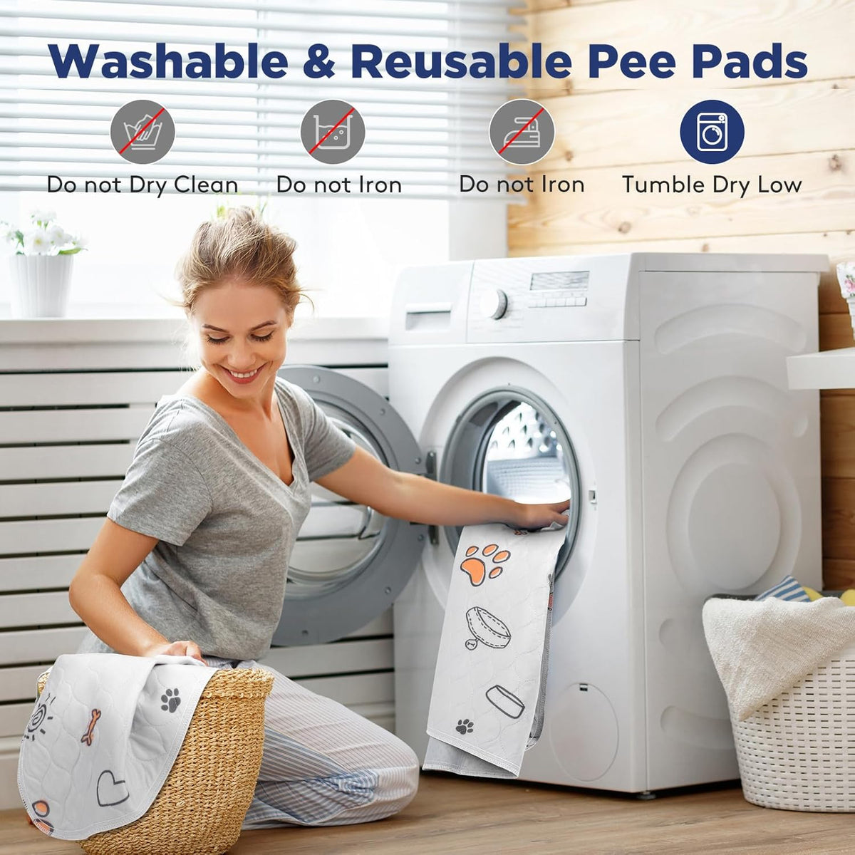 Washable Pee Pads for Dogs, 2 Pack Large 48"x48" Super Absorbent Reusable Pads for Dog Training Pads, 100% Waterproof Non-Slip Pee Pads Whelping Pads Dog Playpen Pads Crate Mat Bed Pads Dog Products