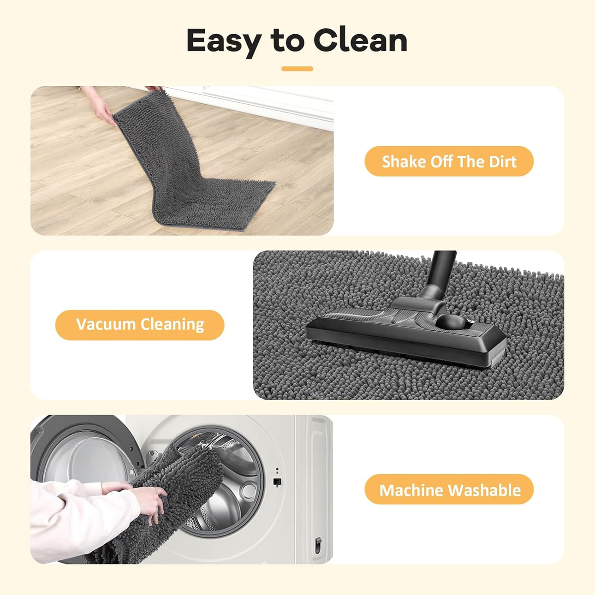 Absorbent Dog Door Mat for Muddy Paws, 48" x 30" Chenille Indoor Mats for Entryway, Trap Dirt Front Door Mat Indoor Entrance Washable Non Slip Soft