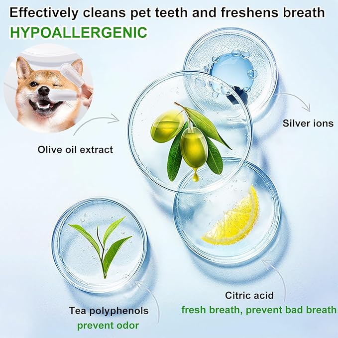 Dog Teeth Finger Wipes Cat Dental Finger Wipes, Puppy Teeth Cleaning Wipes, Pet Oral Care Pack of 50