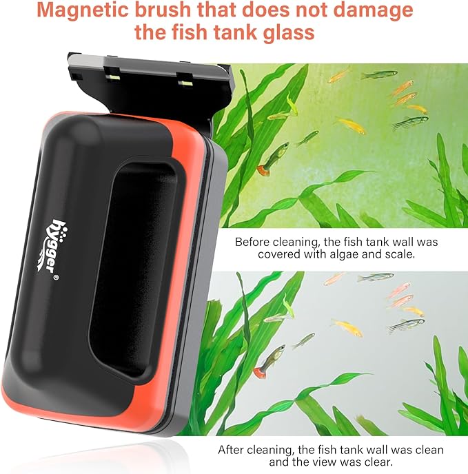 hygger Fish Tank Magnetic Glass Cleaner Two Detachable Algae Scraper for Aquarium Fish Tank,Floating Scrubber Brush Glass Algae Magnet Cleaning Tool for Large Aquariums Tank