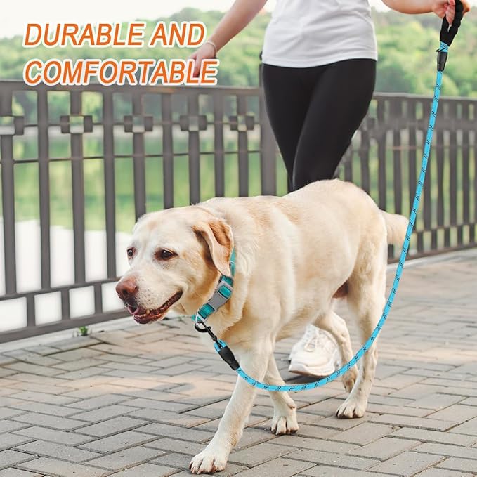 BARKBAY Dog Leashes for Large Dogs Heavy Duty Dog Leash 2 Pack 5 FT with Comfortable Padded Handle Highly Reflective Threads for Medium Large Dogs Walking Training Running (5FT-1/2,Blue+Black)
