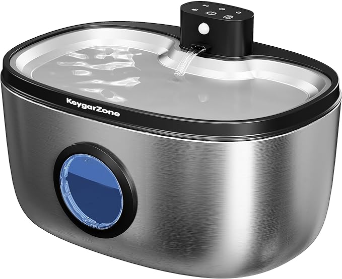 Wireless Cat Water Fountain: 5L Stainless Steel Pet Water Fountain for Cats & Dogs, Automatic Battery Operated Water Dispenser, Ultra-Quiet Indoor Fountain with Filter