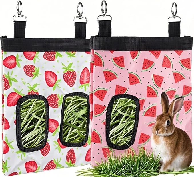 DZWLKJ Rabbit Hay Feeder, 600D Polyester, Watermelon, Hay Feeder Bag, Guinea Pig, Chinchilla, Hamsters, Small Pets, 1 Pack, Foldable, Lightweight