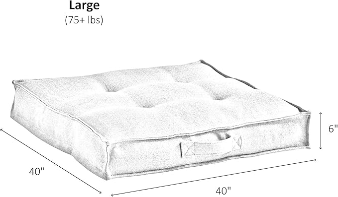 South Pine Porch Mila Square Tufted Pillow Style Dog Bed, Cement, Large (40" x 40")