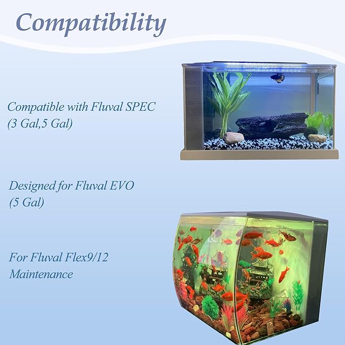NEWKE 2 Set Aquarium Filter Media Compatible with Fluval SPEC EVO Flex Series, 8 PCS Aquarium Filter Replacement Includes 2 Carbon Media Pad, 2 Foam Filter, 2 Bag Bio Filter Balls & 2 Filter Cord
