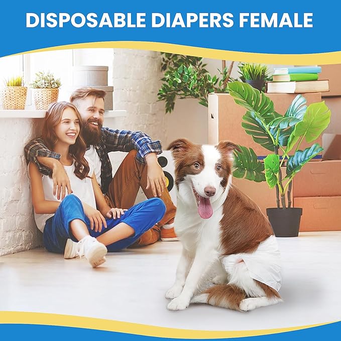 IMMCUTE Female Dog Diapers 30 Count,Super Absorbent Disposable Dog Diapers Female with Flash Dry & Leakproof, Doggie Diapers for Heat Cycle,Excitable Urination (X-Small)