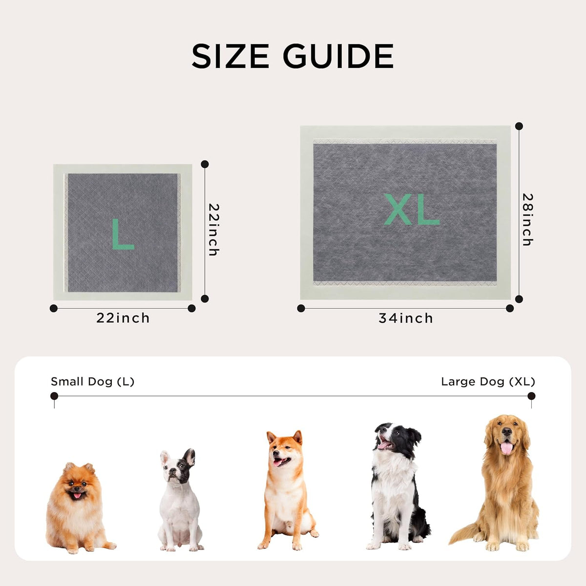Bedsure Dog Pee Pads Extra Large, 28" x 34" Puppy Pads 52 Count, Super Absorbent & Leak Proof, XL Training Pads Quick Dry Thicken Dog Potty Pad with Odor-Control Activated Carbon & ECO Green Material