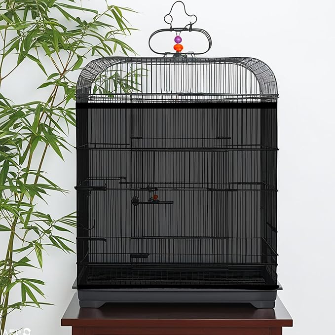 Large Bird Cage Seed Catcher 31 x 118 inches Adjustable Soft Airy Skirt Guard Birdcage Nylon Mesh Net, Birdcage Cover Skirt Seed Guard for Parrot Parakeet Macaw Round Square Cages