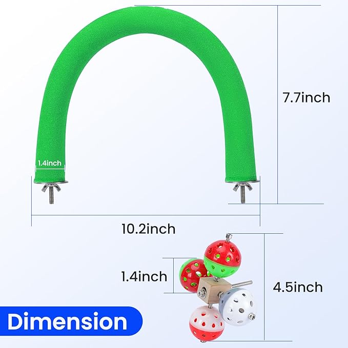 U Shape Parrot Perch Stand Toy Bird Platform Sand Paw Grinding Clean Stick Exercise Conure Budgie Cockatiel Cage Accessories (Green-Rotate)