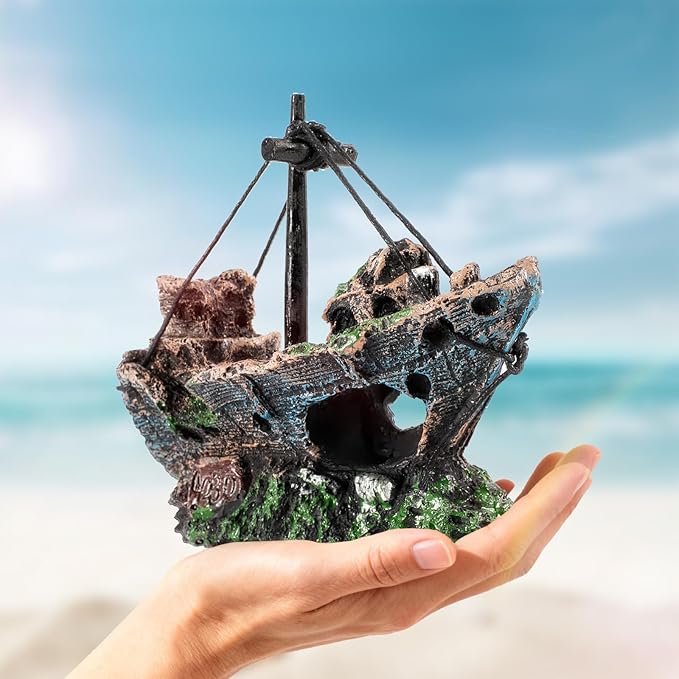 6 Pcs Aquarium Decor Set Shipwreck Decoration Little Diver Floating Fish Tank Decoration Fish Tank Plants