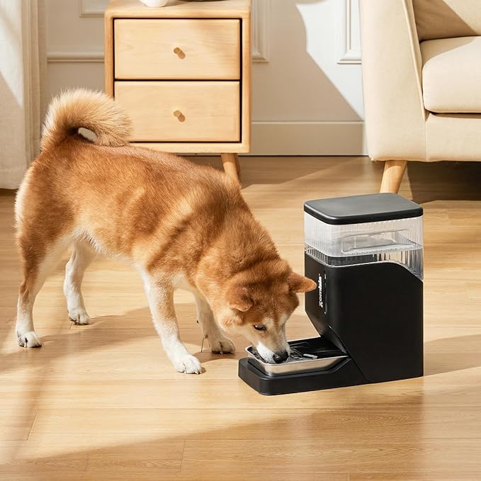 Automatic Dog Water Dispenser 8L with Stainless Steel Bowl, Gravity Large Capacity Water Bowl for Dogs, 2 Gallon Pet Waterer 100% BPA Free, Black