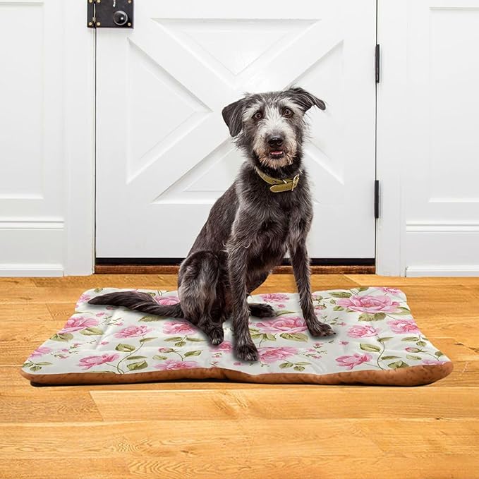 Rose Flower Floral Pet Bed Cute Dog Bed Mat Absorbing Non Slip Pad Pet Sleeping Mat for Small, Medium, and Large Dogs Puppy Cat 24 in x 18 in