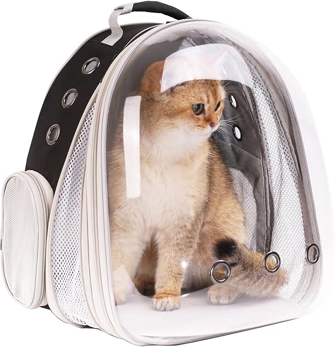 Front Expandable Large Cat Backpack Carrier, Fit up to 20 lbs, Space Capsule Bubble Window Pet Carrier Backpack for Large Fat Cat and Small Puppy