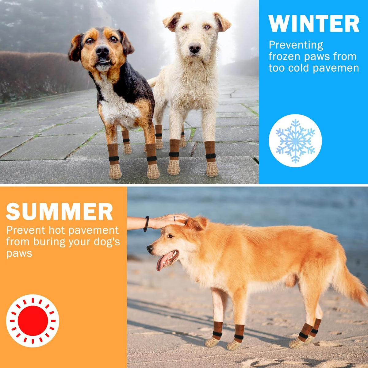 SCENEREAL Dog Socks to Prevent Licking Paws for Hardwood Floors Anti Slip, Dog Grippy Socks Shoes for Senior Small to Large Dogs, Dog Boots & Paw Protectors for Hot/Cold Scratching Pavement