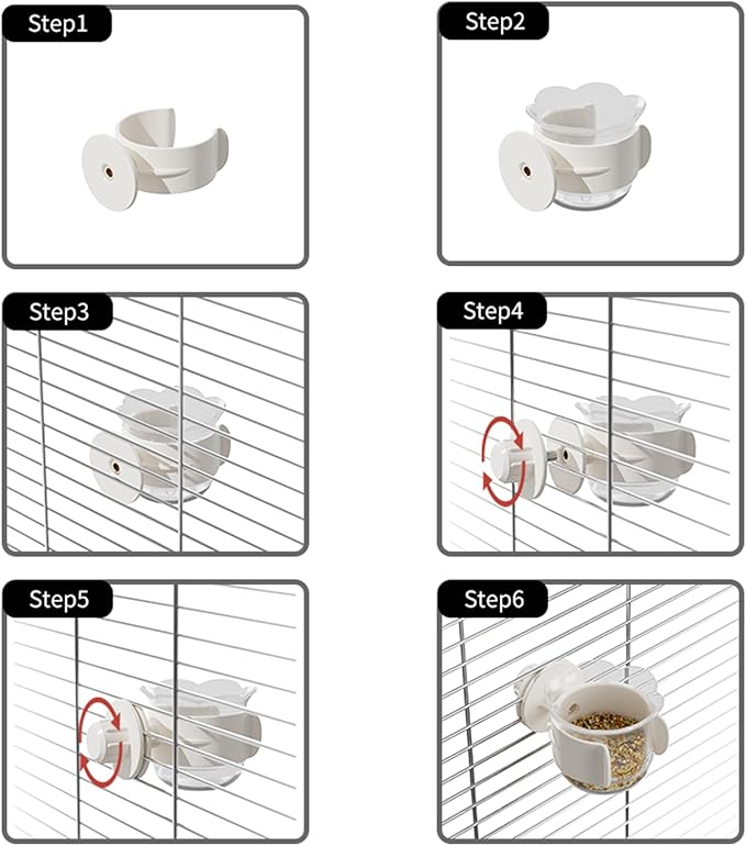 2pcs/4pcs PET Bird Bowls with Clamp, Bird Cage Feeder, Durable Water Bowl, Feeding Cups, Water Feeder for Cockatiel, Parakeet, Macaw, Finches, Lovebirds, Small Animals Gray (Gray, 2pcs)